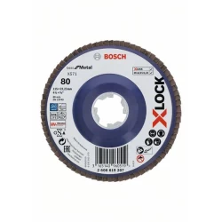 Диск ламелен за ъглошлайф X-LOCK, прав, Ø115mm, G 80, X571, for Metal, 1бр., 2608619207, BOSCH