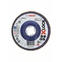 Диск ламелен за ъглошлайф X-LOCK, прав, пластмасова плоча, Ø125mm, G 80, X571, B, 2608619211, BOSCH