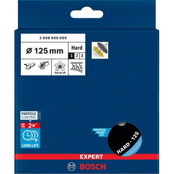 Опорна подложка EXPERT Multihole Universal 125 mm, твърда, 2608900005, BOSCH