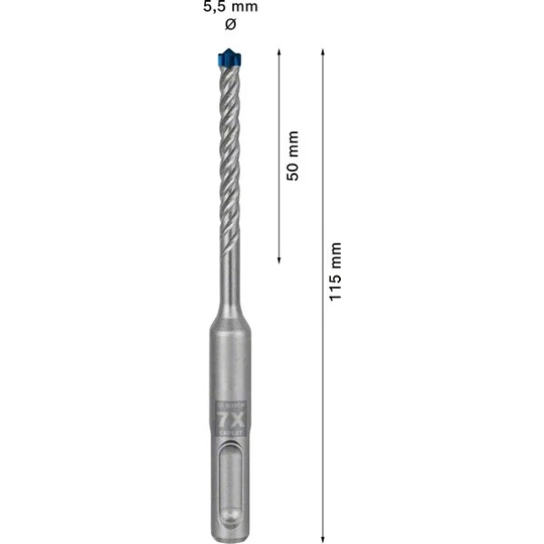 Свредло за перфоратор EXPERT SDS-plus-7Х 5,5x50x115 mm, 2608900065, BOSCH