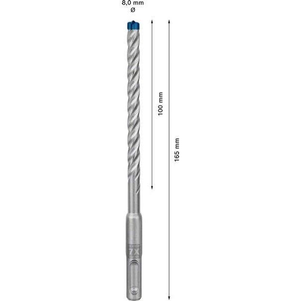 Свредло за перфоратор EXPERT SDS-plus-7Х 8x100x165 mm, 2608900088, BOSCH