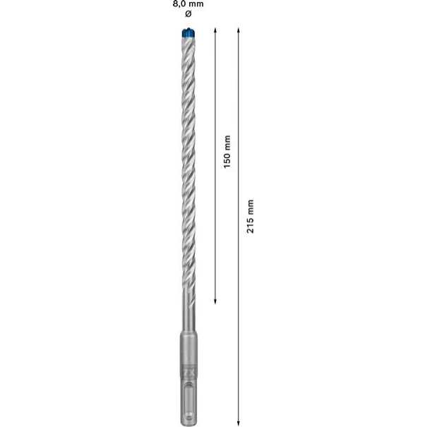 Свредло за перфоратор EXPERT SDS-plus-7Х 8x150x215 mm, 2608900089, BOSCH