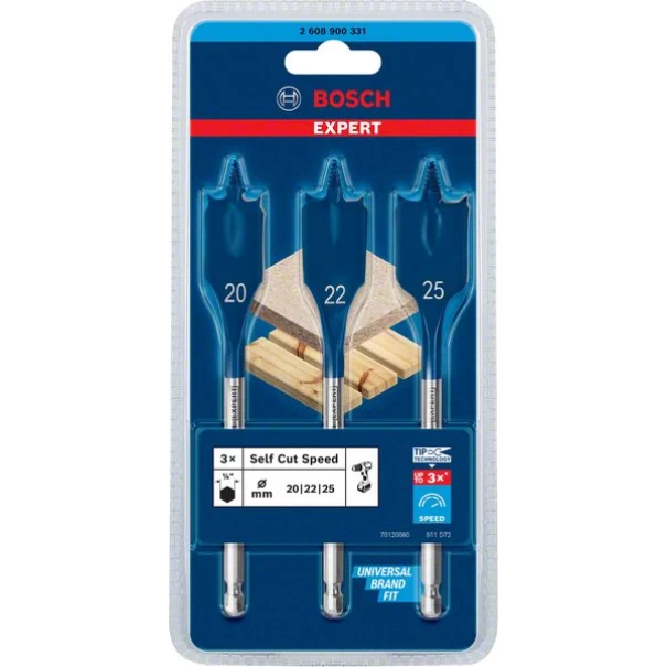 Комплект плоски свредла EXPERT Self Cut Speed 20/22/25 mm 3 бр., 2608900331, BOSCH