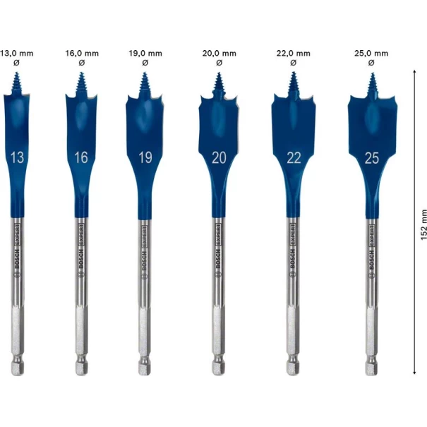 Комплект плоски свредла EXPERT Self Cut Speed 13/16/19/20/22/25 mm 6 бр., 2608900333, BOSCH