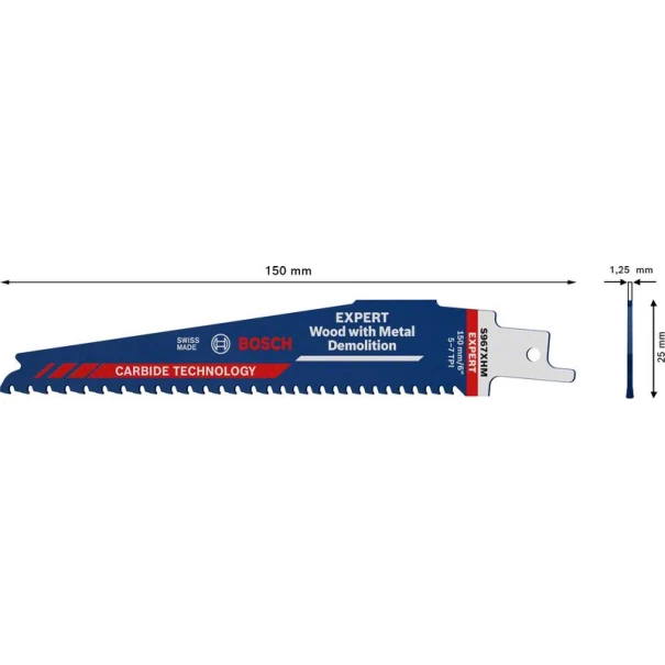 Нож за саблен трион EXPERT 'Wood with Metal Demolition' S 967 XHM 1 бр., 2608900396, BOSCH
