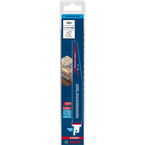 Нож за саблен трион EXPERT 'Wood with Metal Demolition' S 1167 XHM 10 бр., 2608900400, BOSCH