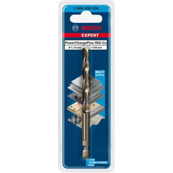 Центриращо свредло EXPERT Power Change Plus HSS-Co 7,15 x 105 mm, 2608900530, BOSCH