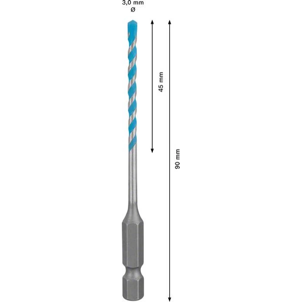 Свредло EXPERT HEX-9 MultiConstruction 3 x 45 x 90 mm, 2608900569, BOSCH