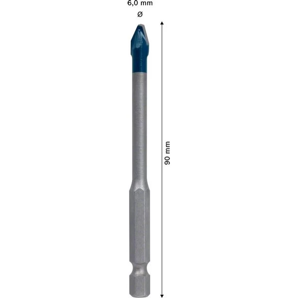 Свредло за плочки 6мм EXPERT HEX-9 HardCeramic, Ø6x90 mm, 2608900590, BOSCH