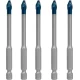 Комплект свредла за керемиди EXPERT HEX-9 HardCeramic, 6 mm 5бр, 2608900599, BOSCH