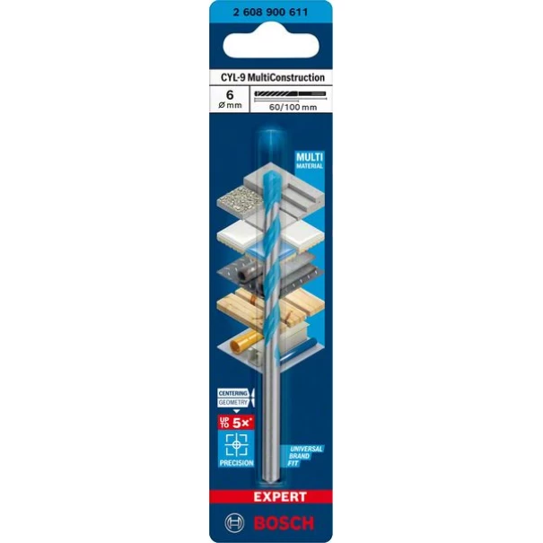 Свредло EXPERT CYL-9 MultiConstruction 6 x 60 x 100 mm, 2608900611, BOSCH