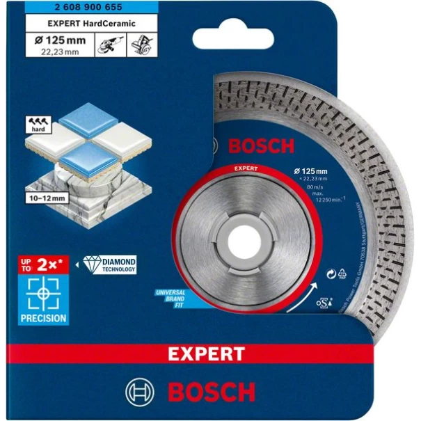 Диамантен диск EXPERT HardCeramic 125 x 22,23 x 1,4 x 10 mm, 2608900655, BOSCH