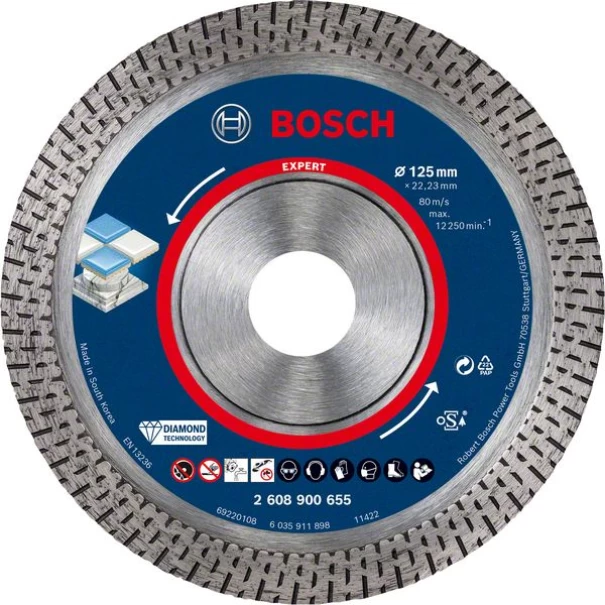 Диамантен диск EXPERT HardCeramic 125 x 22,23 x 1,4 x 10 mm, 2608900655, BOSCH