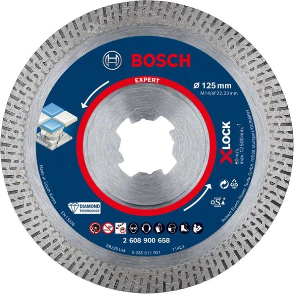 Диамантен диск EXPERT HardCeramic X-LOCK 125 x 22,23 x 1,4 x 10 mm, 2608900658, BOSCH