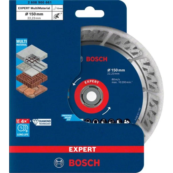 Диамантен диск за рязане EXPERT MultiMaterial 150 x 22,23 x 2,4 x 12 mm, 2608900661, BOSCH