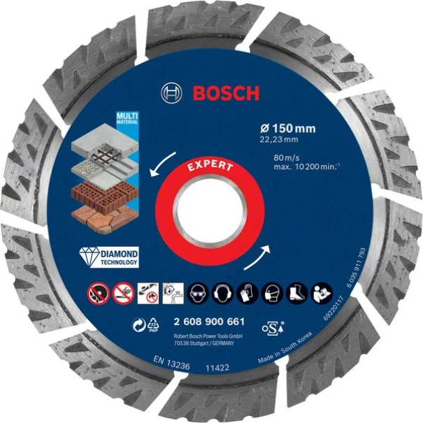 Диамантен диск за рязане EXPERT MultiMaterial 150 x 22,23 x 2,4 x 12 mm, 2608900661, BOSCH