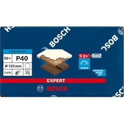 Шкуркa EXPERT C470 без отвори за ъглошлайфи и пробивни машини 125 mm, G 40, 50бр, 2608900951, BOSCH