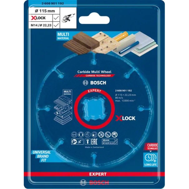 Отрезен диск EXPERT Carbide Multi Wheel X-LOCK 115 mm, 22,23 mm, 2608901192, BOSCH