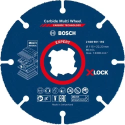 Отрезен диск EXPERT Carbide Multi Wheel X-LOCK 115 mm, 22,23 mm, 2608901192, BOSCH