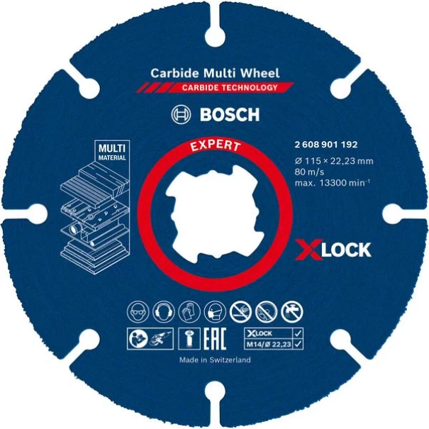 Отрезен диск EXPERT Carbide Multi Wheel X-LOCK 115 mm, 22,23 mm, 2608901192, BOSCH