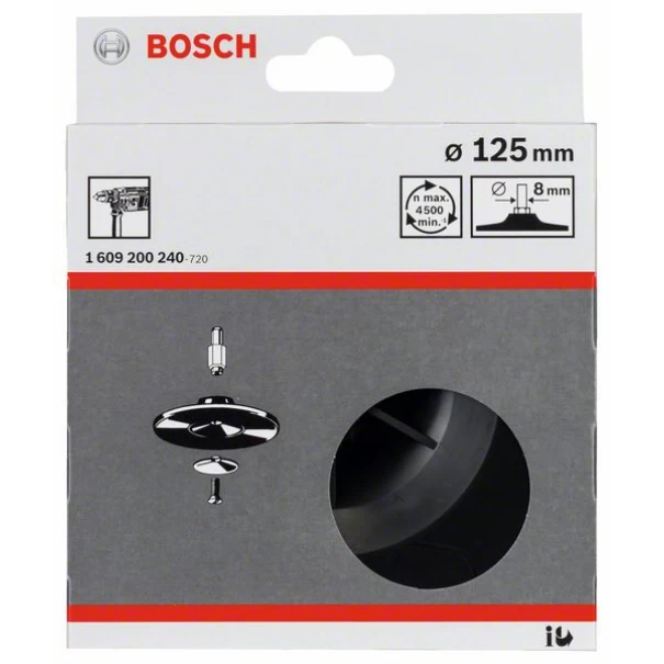 Диск подложен, 125 mm, 8 mm, 1 бр, 1609200240, BOSCH