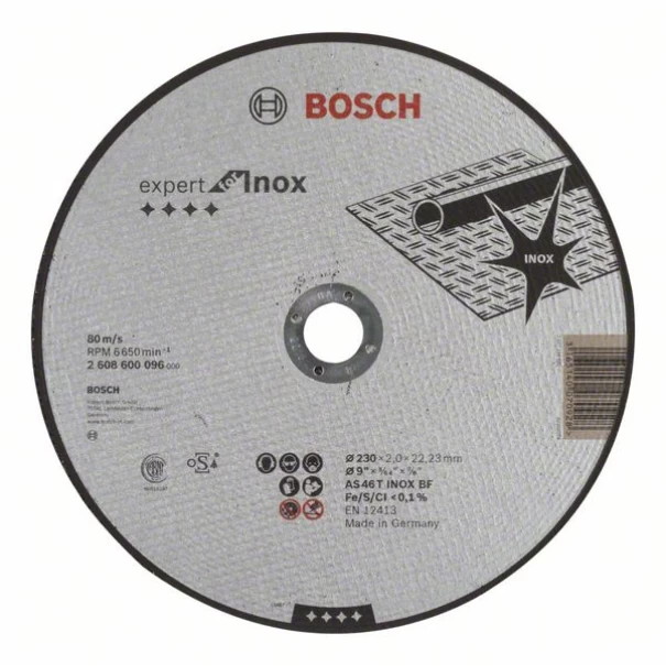 Диск за рязане Expert for Inox, AS 46 T INOX BF, 230 mm, 2,0 mm, 1бр., 2608600096, BOSCH