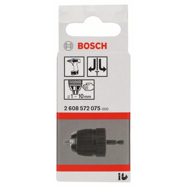 Патронник бързозатягащ до 10mm, 1 - 10mm, 1/4" - 6k, 1бр, 2608572075, BOSCH