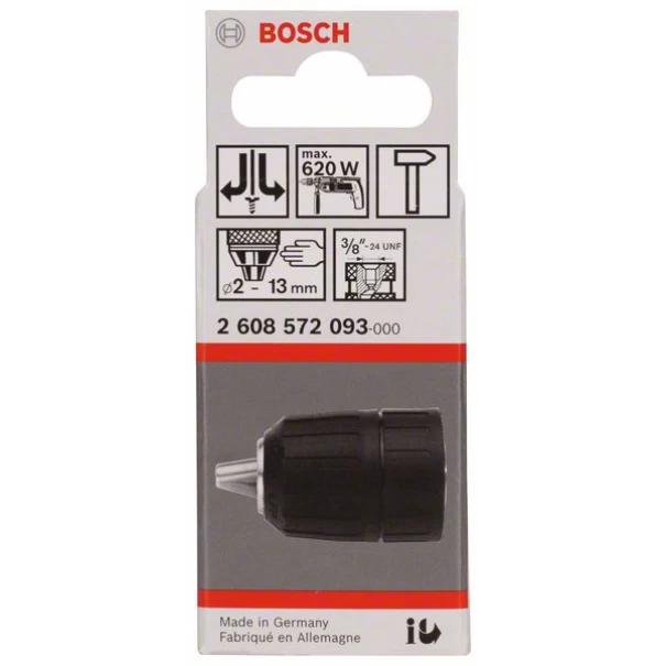 Патронник бързозатягащ до 13mm, 1,5 - 13mm, 3/8" - 24, 1бр, 2608572093, BOSCH