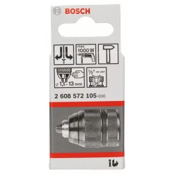 Патронник бързозатягащ до 13mm, 1,5 - 13mm, 1/2" - 20, 1бр, 2608572105, BOSCH