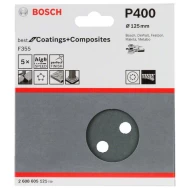 Шкурка опаковка, 5 бр, 125 mm, G 400, 2608605121, BOSCH