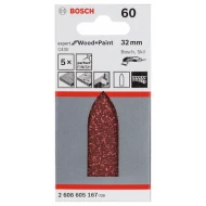 Шкурка опаковка, 5 бр, 32 mm, G 60, 2608605167, BOSCH