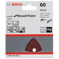 Шкурка опаковка, 5 бр, 93 mm, G 60, 2608605600, BOSCH