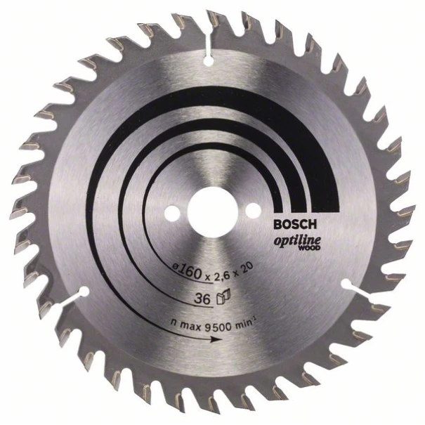 Диск за циркуляр Optiline Wood, 160x20/16x2,6mm, z=36, 1бр, 2608640597, BOSCH
