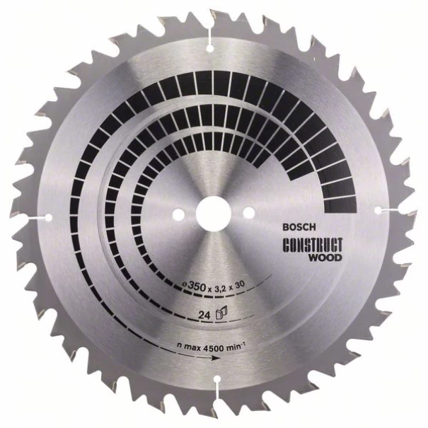 Диск за циркуляр Construct Wood, 350x30x3,2mm, z=24, 1бр, 2608640702, BOSCH