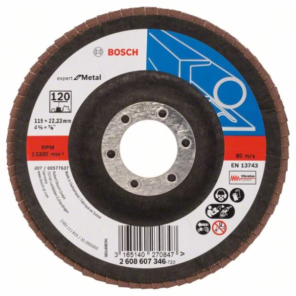 Диск ламелен за ъглошлайф X551, Expert for Metal 115mm, 22,23mm, 120, 2608607346, BOSCH