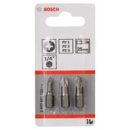 Комплект битове, особено твърди (PZ), 3ч PZ1; PZ2; PZ3; 25 mm, 2607001753, BOSCH