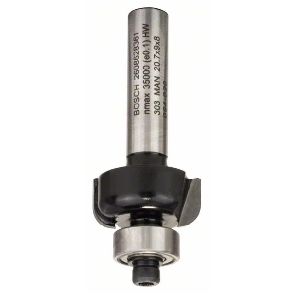 Фрезер профилен Е, 8 mm, R1 4 mm, D 20,7 mm, L 9 mm, G 53 mm, 1 бр, 2608628361, BOSCH