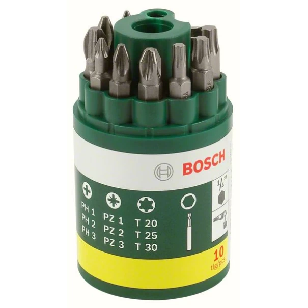 Комплект битове, 10 части, 2607019452, BOSCH