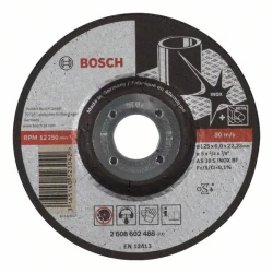 Диск за грубо шлифоване, вдлъбнат, Expert for Inox AS 30 S INOX BF, 125 mm, 6,0 mm, 2608602488, BOSCH