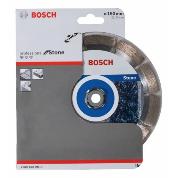 Диск диамантен за рязане Standard for Stone, 150x22,23x2x10 mm, 1 бр, 2608602599, BOSCH