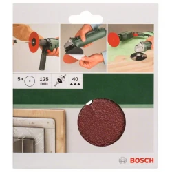 Комплект шкурки за бормашина, 5ч, зърн. 40, 125mm, 2609256B48, BOSCH