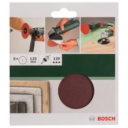 Комплект шкурки за бормашина, 5ч, зърн. 120, 125mm, 2609256B51, BOSCH