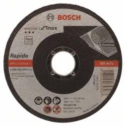 Диск за рязане, прав, Standard for Inox-Rapido, WA 60 T BF, 115 mm, 22,23 mm, 1,0 mm, 1 бр, 2608603169, BOSCH