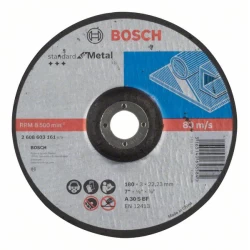 Диск за рязане, вдлъбнат, Standard for Metal, A 30 S BF, 180 mm, 22,23 mm, 3,0 mm, 1 бр, 2608603161, BOSCH