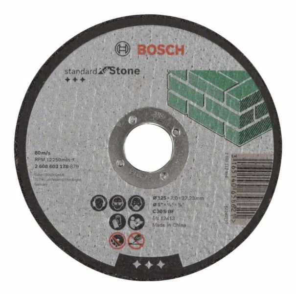 Диск за рязане, прав, Standard for Stone C 30 S BF, 125 mm, 22,23 mm, 3,0 mm, 2608603178, BOSCH