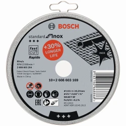 Диск за рязане, прав, Standard for Inox - Rapido,10бр. 2608603254, BOSCH