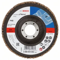 Диск ламелен за ъглошлайф X431, Standard for Metal 115mm, 22,23mm, 40, 2608603652, BOSCH