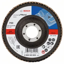 Диск ламелен за ъглошлайф X431, Standard for Metal 115mm, 22,23mm, 60, 2608603653, BOSCH