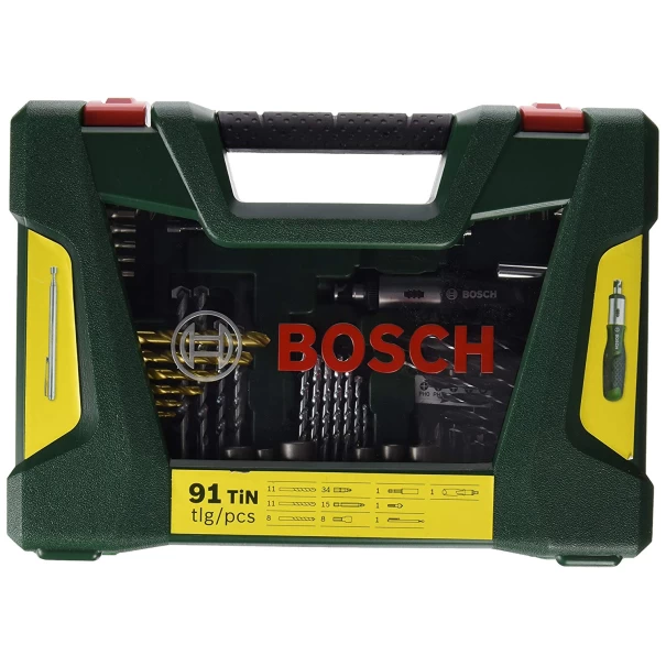 Комплект битове и свредла V-Line TiN с магнитен държач, 91ч, 2607017311, BOSCH