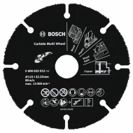 Диск за рязане, твърдосплавен, Multi Wheel, 115mm; 1 mm; 22,23 mm, 1 бр., 2608623012, BOSCH